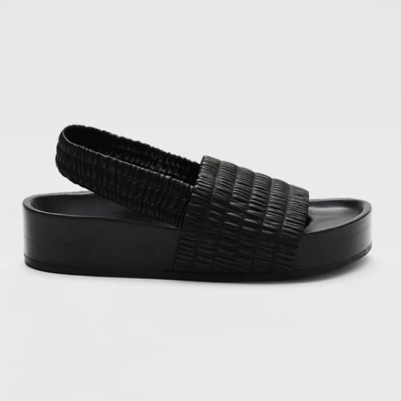 CO Shoes - CO Made in Italy black textured platform slide sandal